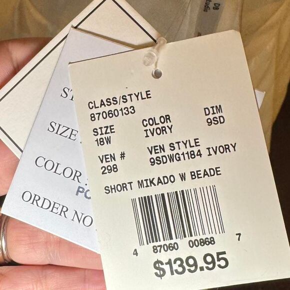 DB Studio Mikado Short Dress with Crystal Straps size 18W bridal w/pockets - Picture 8 of 8